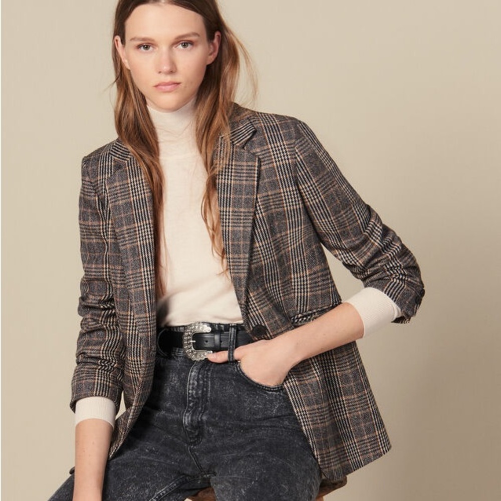Like New Sandro Nolane Plaid Blazer 34